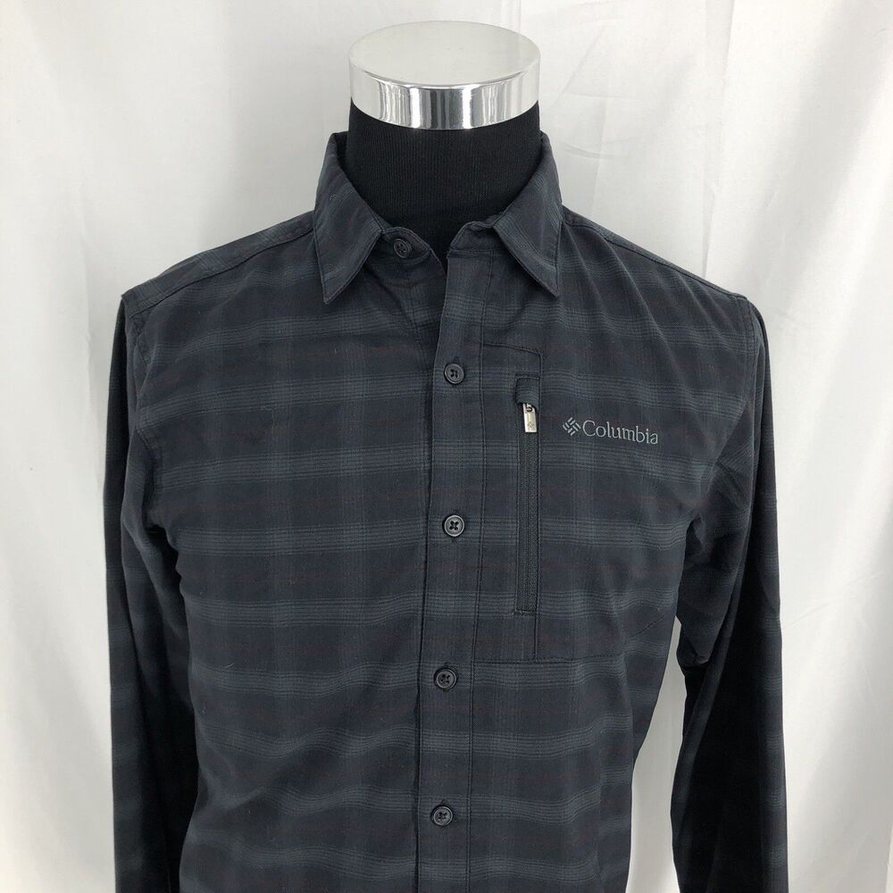COLUMBIA ROYCE PEAKE PLAID ZIPPER CHEST POCKET FLANNEL SHIRT AM9130 Small